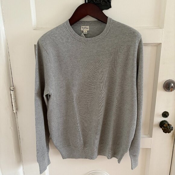 J. Crew Cotton Piqué-Stitch Crewneck Sweater | Mens Size Large | Heather Grey - Picture 1 of 3